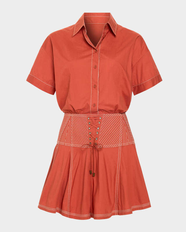 Georgia Lace-Up Mini Shirtdress